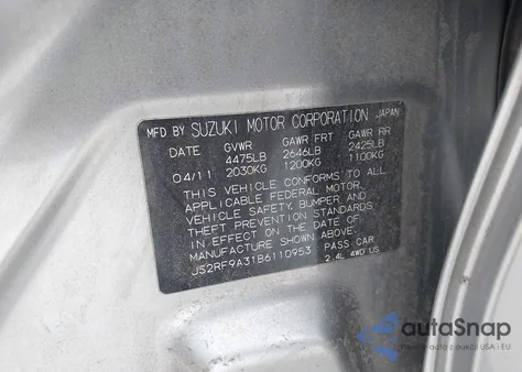 2011 Suzuki Kizashi Se from USA, damaged, VIN JS2RF9A31B6110953